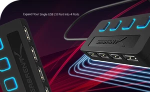 4-Port USB 2.0 Data Hub with LED Power Switches – No Charging - Picture 1 of 2
