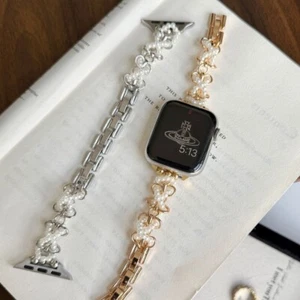 Pearl Chain Metal Band Compatible For Apple Watch S10/9/8/7/6/5/4/Ultra/SE - Picture 1 of 14