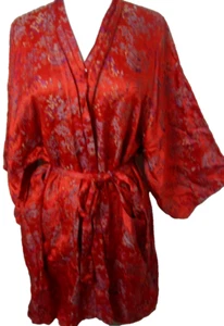 Authentic Vintage Chinese Silk Robe Solz Squirrel Red Made Hangzhou China M/L - Picture 1 of 6