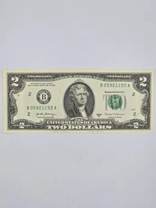 $2 Dollar Bill, in a Serial Number B 05921155 A, 2017 A - Picture 1 of 5