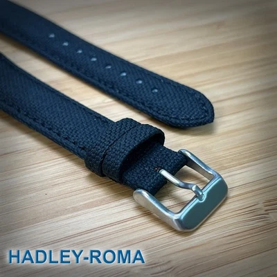 Correa de reloj de tela de vela ultra suave de alta calidad - 18 mm negra - cuero vegano Foto 1 de 2