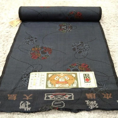 Tela japonesa de seda Aizome Oshima Tsumugi 1180 cm material kimono hecho a mano Foto 1 de 4