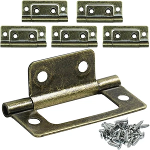 6 Pcs Antique Brass Bifold Door Hinges, 2 X 1 Inch Non-Mortise, Retro Style for - Picture 1 of 5