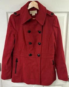 Giacca donna Michael Kors rosso misto lana pavone taglia 8 doppiopetto - Foto 1 di 23