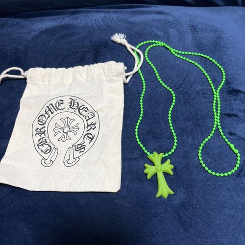 CHROME HEARTS Collana Croce Verde Cuori Cromati Valutati Importazione Giappone Rara ecc