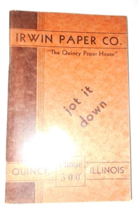 Vintage 3" x 5" Irwin Paper Co. Quincy, Illinois - Bild 1 von 3