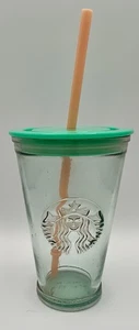 Vaso de vaso frío de vidrio reciclado estriado Starbucks Grande 16 oz hecho en ESPAÑA - Imagen 1 de 8