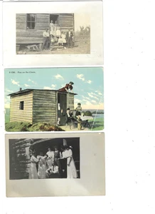 (3) Architektur Postkarten - 2 RPPC & 1 gedruckte Personen & einheimische Architektur - Bild 1 von 2