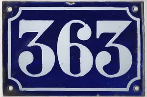 More details for old blue french house number 363 door gate plate plaque enamel metal sign c1900