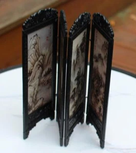 Casa de muñecas miniatura 4 paneles divisor imágenes asiáticas 6" x 2-1/4" cada panel - Imagen 1 de 7