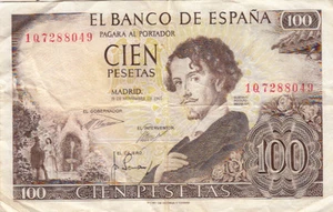 Billet de banque banknote money ESPAGNE SPAIN ESPANA 100 PTS 1965 état scan 049 - Picture 1 of 1