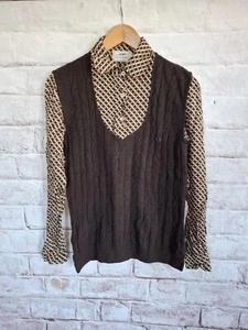 Thomas Burberry Damen Pullover Strickpullover Oberteil Gr. L Braun Blusenärmel - Bild 1 von 7