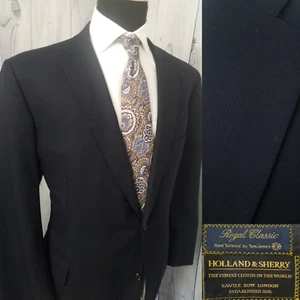 Vintage Holland and Sherry Savile Row 44r Blazer Wolle blau kariert Sport Mantel Jacke - Bild 1 von 22
