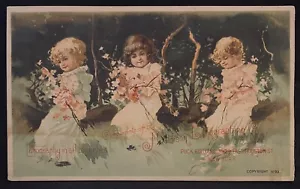 DRUCKER TRADECARD J OTTMANN LITHOGRAPH NYC ~ Mädchen Blumen ~ 1893 Weltausstellung - Bild 1 von 3