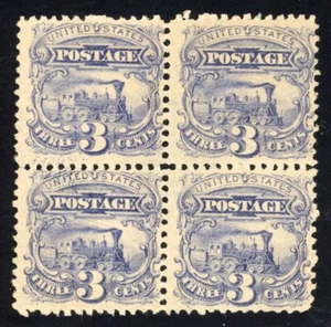 United States 1869 3c Train Sc# 114 Block of Four Mint F/VF OG LH w/ PF Cert 💎 - Picture 1 of 3