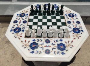 100% Genuine Stone I Marble Chess board table  chess pieces , Gift for her - Picture 1 of 15
