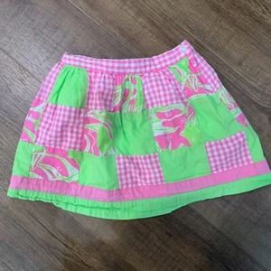 Vintage Lilly Pulitzer Skirt Girls Size 4 Pink Yellow Floral Patchwork Preppy - Picture 1 of 8