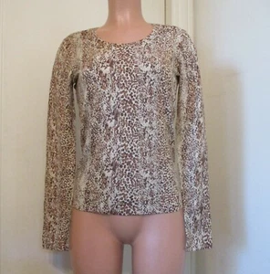 DIANE VON FURSTENBERG BROWN/BEIGE ANIMAL METALLIC PULLOVER SWEATER, M - Picture 1 of 7