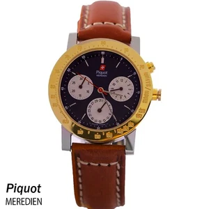 Schweizer Leder Wasserdicht Piqout MERIDIEN Original Uhr für Herren Braun Farbe - Bild 1 von 4
