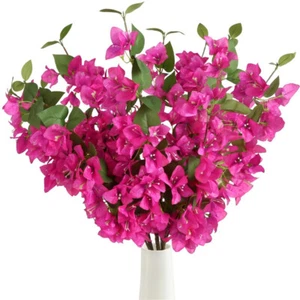 1/5pcs Pink fabric Bougainvillea Artificial Flowers Long Stem Faux Floral Vines - Picture 1 of 17