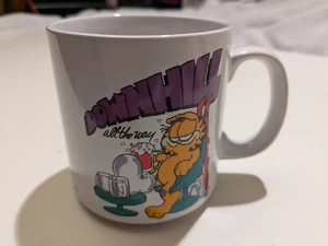 Vintage Garfield Mug DOWNHILL ALL THE WAY Coffee Tea 1978 Jungle Comic Scene - Picture 1 of 7