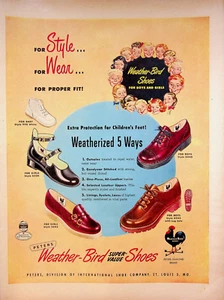 Zapatos Weather-Bird 1949 vintage años 40 impresión anuncio estilo para niños niñas súper valor - Imagen 1 de 2