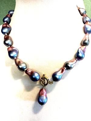 JOAN RIVERS BAROQUE VIOLET PEARL NECKLACE WITH REMOVEABLE DROP (M4759-52) - Image 1 of 4