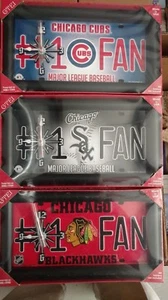 Collectible Framed License Plate Clock - Chicago Blackhawks, Cubs or White Sox - Picture 1 of 6