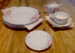 9 PIEZAS PATRÓN NORITAKE AZALEA 3 PLATOS DE CENA, AZUCARERO - Imagen 1 de 5