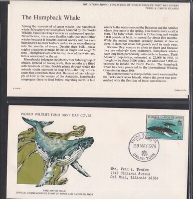 TURKS & CAICOS 1979 4 FIRST DAY COVERS WORLD WILDLIFE FUND WWF - Image 1 of 4