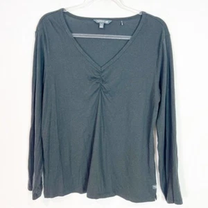 TOAD & CO T-SHIRT DONNA NERA MANICA LUNGA SCOLLO INCRESPATO TG XL - Foto 1 di 4