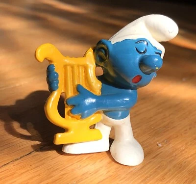 Arpa Pitufo 20070 Vintage Música Schleich PVC Figura Peyo 1974 Pitufos RARO Foto 1 de 4