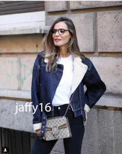 ZARA NEW WOMAN FAUX SHEARLING AND DENIM JACKET NAVY BLUE ONE SIZE: M 5575/206 - Picture 1 of 3