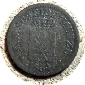 elf Germany Saxony Albertine Line Kingdom Neu Groschen 10 Pfennig 1854 F - Picture 1 of 2