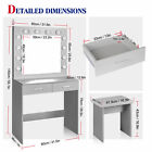 Modern Dressing Vanity Table Makeup Desk With LED Lighted Mirror&2 Drawers Stool