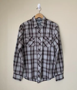 Wrangler Retro Men's Paisley Print Pearl Snap Shirt Size Large Plaid Long Sleeve - Picture 1 of 9