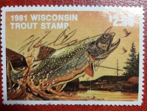 Briefmarke Wisconsin Forellenangeln 1981. Staatliche Steuer. Gebraucht. 215f - Bild 1 von 1