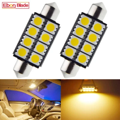 2x Warm White 42mm 41mm Canbus Festoon LED Interior Dome Map License Plate Light Foto 1 de 4
