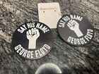 Say His Name George Floyd Dangle Earrings Lightweight 2.5” Circle Large Black Wh