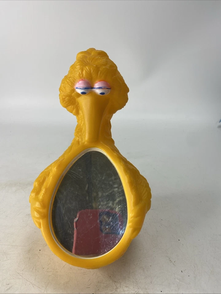 Espejo musical vintage Sesame Street Big Bird juguete 1971 plástico moldeado bebé 8,5" Foto 1 de 4
