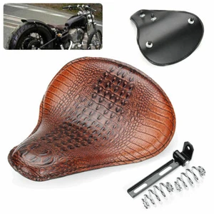 Motorcycle Soft Leather Solo Seat Spring For Harley For Honda For Yamaha Bobber - Picture 1 of 11