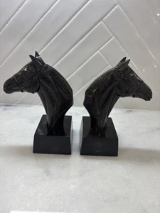 Pair of Vtg Stetson Metal bronze Horse Head Bookends - Picture 1 of 12