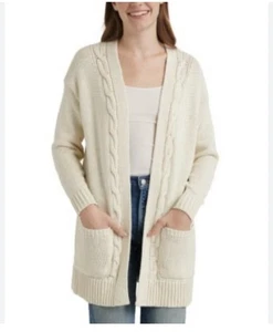 Cárdigan Suéter Largo Abierto Mezcla Lana Crema Lucky Brand Mujeres S Boho Cottage Core - Imagen 1 de 12
