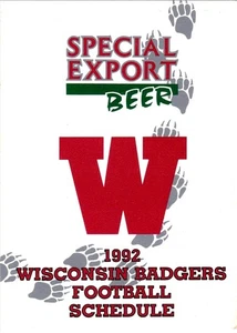 1992 Wisconsin Badgers Football Pocket Spielplan - Special Export Beer - Bild 1 von 2