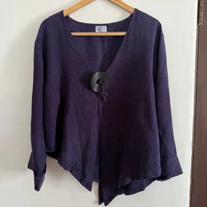 Sobrecamisa grande COMPLETO LINO Arthurio lino púrpura botón único asimétrica - Imagen 1 de 8