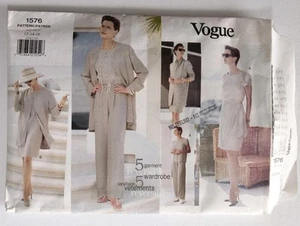 VOGUE Vintage Easy Pattern 1576 5 Reversible Jacket Pants Dress Skirt 12 14 16 - Picture 1 of 11