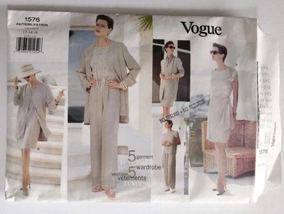 VOGUE Vintage Easy Pattern 1576 5 Reversible Jacket Pants Dress Skirt 12 14 16 - Image 1 of 4