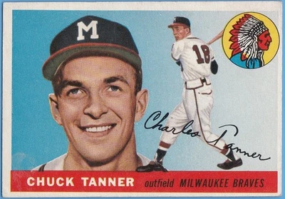 Topps #161 1955 Chuck Tanner. Milwaukee Braves. EX/MT. Foto 1 de 2
