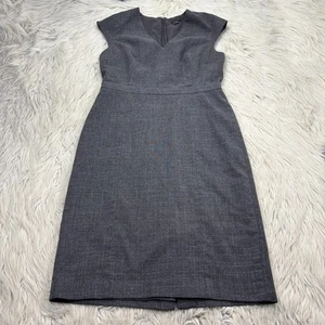 Ann Taylor Women's 4 Gray Check Woven Sheath Dress Office Madmen - Picture 1 of 5