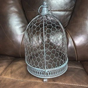Whimsical Chicken Wire Dome Planter Rustic Primitive Modern Farmhouse Cloche - Picture 1 of 5